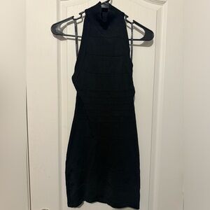Bodycon Bebe Black Dress High Neck